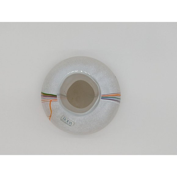 Kosta Boda Signed Bertil Vallien 80s "Rainbow Series" Stripe Glass Vase Flowers - Picture 8 of 15